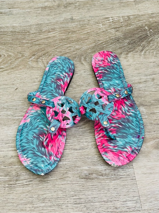 Pierre Dumas Shoes - Pierre Dumas Colorful Turquoise & Hot Pink Embellished Sandals – Women’s Size 9